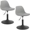 WOLTU 2x Sgabello con Schienale Moderno Sedia da Cucina Girevole a 360° Altezza Regolabile Senza Braccioli in PU Altezza della Sedia 39,5cm-50,5cm Grigio BH304gr-2
