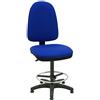 La Silla de Claudia Centrosilla Sgabello girevole Ufficio ergonomico Torino, con piedi fissi, tasselli, regolabile in altezza e profondità, Anello Poggiapiedi Cromato Regolabile - blu