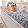 YUEZHONG Copridivano in Peluche for Animali Domestici, Copridivano Antiscivolo Sfocato for 1/2/3 Cuscino, Topper for Divano Morbido Imbottito Adatto agli Animali Domestici(Grigio,55x150cm/22x59in)