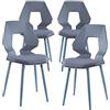 Trisens - Set di 2 o 4 sedie di design, adatte per sala da pranzo, cucina, soggiorno, ufficio, di plastica, colore: grigio/grigio, quantità: 4