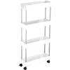 YASTA Carrello con Ruote Portatutto Porta detersivi A 4 Livelli Organizer Cucina Salvaspazio Mobiletto Bagno Slim Carrellino con Ripiani Stretto