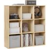 WOLTU Libreria con 9 Scomparti, Libreria a Giorno, Scaffale a Cubo, Scaffale Divisorio in Piedi, per Ufficio, Soggiorno, Camera da Letto, 94x29,5x93 cm, Rovere Chiaro, SK048hei