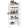 HOMCOM Carrello da Cucina Salvaspazio a 5 Livelli con Cestini a Rete, Carrello Portaoggetti per Salotto e Camera in Acciaio, 45x26.5x106 cm, Bianco