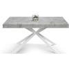 PAZZO DESIGN Tavolo Allungabile Desirè, Gambe Incrociate Family Bianche, Made in Italy, Color Grigio Cemento, 140 x 90 x 74 - Id_2268