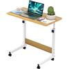 PIPIPOXER 80 x 40 cm Tavolo Rotolante per Letto Divano, Tavolino Scrivania Mobile Regolabile in Altezza 62-90 cm, Ufficio Computer 4 Rotolante Bloccabile, Tavolo Supplemento per Camera, Legno