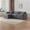 Ligterra Divano con funzione letto, divano ad angolo imbottito, divano 4 posti, divano con poggiapiedi, divano ad L, divano letto per soggiorno, tessuto in chenille, 276x75x89 cm (Grigio)