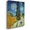 Giallobus - Quadro - Vincent Van Gogh - Country Road in Provence by Night - Tela Canvas Telaio Premium Alto Spessore - 50x70 - Pronto da Appendere - Quadri Moderni per la casa