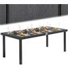 Outsunny Tavolo da Giardino con Piano Effetto Legno 190x90 cm per 8 Persone, Tavola da Pranzo da Esterno Rettangolare in Alluminio e Plastica, Per Patio, Terrazzo, Balcone, Nero