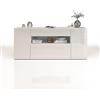 WHOUS Credenza e Buffet POTENZA per Soggiorno con 2 Ante, 1 a Ribalta e 1 Cassetto, Madia per Salotto, Cucina e Sala da Pranzo in Legno, 180x40x80 cm, Bianco Laccato Lucido
