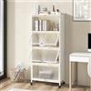GYMAX Mobile Microonde a 5 Livelli, Carrello da Cucina con Ruote, Scaffale con Doppio Dispositivo Anti-Ribaltamento, per Soggiorno, Studio, Cucina, Sala da Pranzo, 60 x 32 x 154 cm (Bianco)