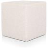 Deshome Pouf poggiapiedi cubo 43x43x44 cm stoffa Idrorepellente: Pouf design moderno per divano soggiorno camera da letto, Puff poggiapiedi, Pouffe salotto Minerva (Bianco crema)