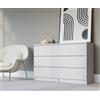 3E 3xE living.com Cassettiera con 6 cassetti 140 cm, colore bianco, D: 140 x 38 x 78 cm