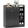 HOMCOM Scarpiera Ingresso con 4 Ripiani Aperti, Scarpiera Armadio Multiuso con Armadietto a 2 Ante e Ripiani Regolabili, Porta Scarpe Salvaspazio per 12 Paia, 83x30x90 cm, Nero