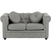 Totò Piccinni Divano CHESTER design vintage retrò classico trapuntato piedini in legno (2 Posti, 3D Grigio)