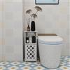 HUOLE - Armadietto per bagno, piccolo mobile di stoccaggio per toilette, armadio per toilette con porta spazzolino WC, mobile da bagno autoportante in legno, 24 x 22 x 56 cm - Bianco