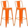 CLP Set 2 Sgabelli Bar in Metallo Mason I Coppia Sgabelli Alti Bancone I Sgabelli Pub Cucina Industrial con Schienale Alt 77CM, Colore:Arancione