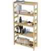 Lenmar Serie R, R-10, scaffale in legno, legno di pino, beige chiaro, 5 ripiani, libreria, scaffale in legno, scaffale da parete