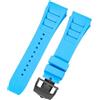 ROUHO 25mm Cinturino di Ricambio in Gomma Premium, Bracciale Regolabile in Silicone per Richard Mille RM-11-Azzurro + Nero Fibbia