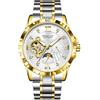 FORSINING Orologio da uomo automatico Tourbillon con fasi lunari, orologi meccanici, alla moda, da lavoro, con diamanti luminosi, Oro