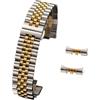 Generic YGUK0J 16/18/20/22mm compatibile con cinturino Jubilee in acciaio inossidabile massiccio compatibile con Rolex 12/13/14/17/19mm sostituzione cinturino piatto con estremità curva(Silver-Gold,22mm)
