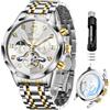 OLEVS Orologi automatici per gli uomini d'affari orologio meccanico in acciaio inossidabile impermeabile a carica automatica classico data lusso diamante orologio da polso, orologi argento 21
