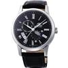 Orient Classic Sun & Moon - Orologio Uomo Automatico a Carica Manuale Elegante Cinturino In Pelle Nero Cassa In Acciaio Quadrante Nero - RA-AK0030B30B RA-AK0010B