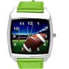 TAPORT Orologio quadrato in pelle verde per gli appassionati di rugby, Verde, Cinturino