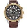 Citizen Orologio da uomo Eco-Drive Promaster Skyhawk A-T, quadrante marrone, cinturino in pelle marrone, cronometraggio atomico (modello: JY8084-09H), Argento, moderno
