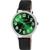 Excellanc Orologio da uomo in similpelle con fibbia ad ardiglione analogico al quarzo 2900233, nero/verde, Classico