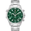 Bulova Orologio analogico al quarzo da uomo con cinturino in acciaio inox 96B396, verde, Bracciale