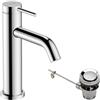 hansgrohe Tecturis S - Rubinetto per lavabo con scarico a tirante, Miscelatore lavabo risparmio idrico (EcoSmart) con altezza bocca 105 mm, cromo, 73310000