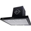 Gurari 461 BL Cappa aspirante a parete 70 cm -1000m³/h- Cappa aspirante di lusso a parete produttore Gurari - 3 velocità -LED -Cappa -Nero - Ricircolo possibile [Classe energetica C].