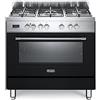Fisher & Paykel Appliances Italy SpA Cucina a gas con forno elettrico ventilato, N° 5 Fuochi, 90x60 cm, Nero