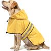 Domagiker - Impermeabile per cani, riflettente, poncho leggero, con cappuccio, per cani di taglia piccola, media e grande (X-Large, giallo)