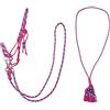 QHP - Cavezza annodata combinata Liberty, set di cavezza annodata con ABN. redini + corda per collo (sangue intero, fucsia)