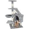 EGLEMTEK Albero per Gatto con Graffiatoio Cuccia Giocattolo Gatti Parco Giochi Tiragraffi in Sisal Naturale 120 x 55 x 40 Cm (Colore Grigio Figaro 30058)