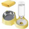Generico Ciotola Gatti Rialzata,2 in 1 Doppio Gatto Ciotola with Automatic Water Dispenser,15°Inclinate Ciotole,Prevenire Il Trabocco,Adatto a Gatti e Cuccioli (Giallo)