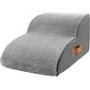 KEGAJEGA Scala Per Cani Di Piccola Taglia Con Rivestimento Lavabile E Fondo Antiscivolo, 55 X 34 X 40 Cm, Scala A 3 Livelli, Ramp Per Cani Rimovibile Per Letto, Divano (Grigio)