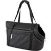 BOUTIQUE ZOO Borsa per cani L fino a 12 kg - Borsa per il trasporto per cani e gatti di taglia media - morbida, pieghevole e lavabile - 42 × 29 × 33 cm - nero/ecopelle
