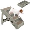 COSTWAY Scaletta Pieghevole per Animali, Scala di Plastica con 4 Gradini per Interno ed Esterno, con Feltro Morbido, Ideale per Animali di Piccola e Media Taglia, Capacità di Carico: 60 kg (Grigio)