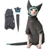 SNIXfever Sphynx Vestiti per gatti a righe nere con camicie traspiranti, set cappello e camicia (XL)