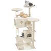UISEBRT Tiragraffi alto 130 cm, torre per gatti a più piani, con pali in sisal, piattaforme e grotta per gatti, stabile tiragraffi per gatti (tipo A, beige)