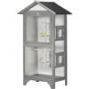 PawHut Gabbia per Uccelli da Esterno in Legno 80.5x57x153 cm Grigio Chiaro | Legno di Abete e Metallo, Voliera per Uccelli 3 Aperture con Blocco, 4 Posatoi, Vassoio Rimovibile