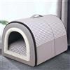 Mozzeilee Cuccia per cani da interni, cuccia per cani 2 in 1, pieghevole, a igloo, con cuscino anti-ansia rimovibile, impermeabile, calda, cuccia calmante per cani (45 x 32 x 35 cm, grigio)