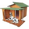 ORIGINAL LEGNO - Cuccia in Legno con Veranda per Cani da Esterno Tendina Omaggio Made in Italy MOD. Alpi E - Alano 121x170xH108