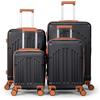 LEADZM Set di Valigie Rigide 4 Pezzi, Set Valigie in ABS, Luggage Suitcase Grande 23 kg con 4 Ruote Girevoli Doppie (Nero-Marrone)