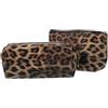 POPETPOP Borsa Trucco Leopardata 8.27 Pollici Set 2 Custodie Cosmetici in Pu Con Cerniera Portatrucchi Da Viaggio E Uso Quotidiano Per Ragazze E Donne