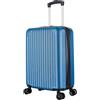 R.Leone Valigia 55x35x20 espandibile 55x35x25 cm Trolley Bagaglio a mano 4 Ruote in ABS Air Asia, Air France, Ita airways, KLM, EasyJet, Ryanair 3182 (Azzurro, Valigia 55x35x20+5cm espandibile)