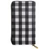 hhxvcv Portafoglio in pelle con stampa scozzese bianca e nera - Elegante pochette lunga bifold porta carte con tasca portamonete, portafoglio leggero, Plaid bianco e nero., Taglia unica