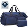 ECOHUB Borsone da viaggio 2 in 1, impermeabile, con tasca bagnata, portascarpe e articoli da toeletta, leggera e resistente, per affari e fine settimana, Blu navy